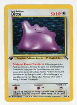 1st Edition Ditto Holo - Pokemon 1999 Fossil #3 NM-MT+ - Image 1