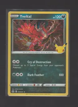 YVELTAL 019/025 RARE CELEBRATIONS POKEMON HOLO NEAR MINT - Image 1