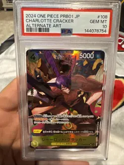 2024 ONE PIECE PRB01 JPN ALTERNATE ART #108 CHARLOTTE CRACKER PSA 10 LOW POP! - Image 1