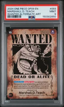 2024 One Piece New World Marshall D. Teach Wanted Alternate Art PSA 9 #093 - Image 1