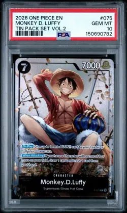 2026 ONE PIECE PROMOS TIN PACK SET VOL.2 #075 MONKEY D. LUFFY PSA 10 - Image 1