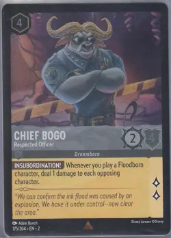 Cold FoilChief Bogo - Respected Officer 175/204 Rare Disney Lorcana - Image 1
