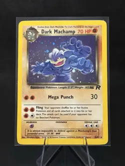 #3 Dark Machamp 10/82 Team Rocket 2000 Holo Rare SWIRL WOTC Pokemon Card TCG - Image 1