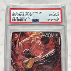 PSA10 Roronoa Zoro Alternate Art OP01-025 OP01 2022 One Piece Card Japanese - Image 3