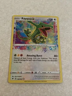 Pokemon TCG SWSH Rayquaza Card 138/185 Amazing Rare Vivid Voltage - Image 1