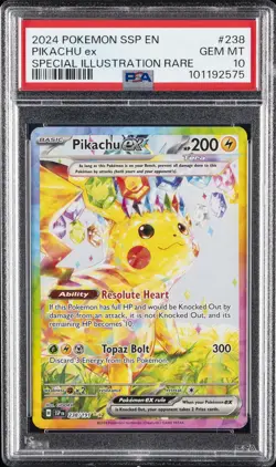 2024 POKEMON SSP EN-SURGING SPARKS SPECIAL ILLUSTRATION RARE PIKACHU EX PSA 10 - Image 1