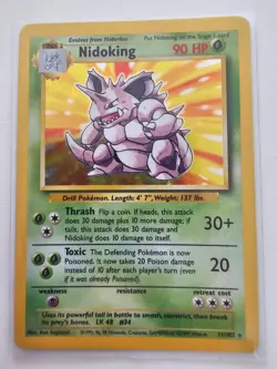 Nidoking 11/102 - 1999 Pokemon Base Set, Rare Holo - Moderately Played - Image 1