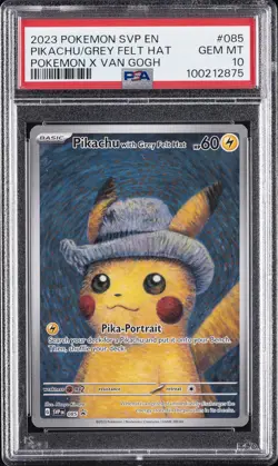 2023 POKEMON SVP EN-SV BLACK STAR PROMO #085 PIKACHU WITH GREY FELT HAT PSA 10 - Image 1
