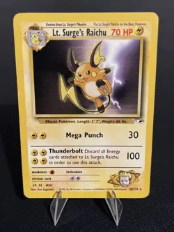Pokemon TCG Lt. Surge's Raichu Gym Heroes 28/132 Unlimited Rare Near Mint WOTC - Image 1