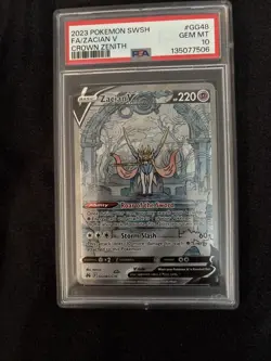 2023 POKEMON SWORD & SHIELD CROWN ZENITH #GG48 FULL ART/ZACIAN V PSA 10 - Image 3