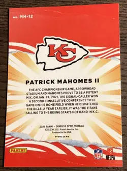 2021 Panini Donruss Optic Patrick Mahomes II My House Silver Holo Prizm Chiefs - Image 2