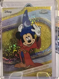 2025 Topps Chrome Disney Sorcerer's Apprentice Mickey #190 Yellow Mini Diamonds - Image 1