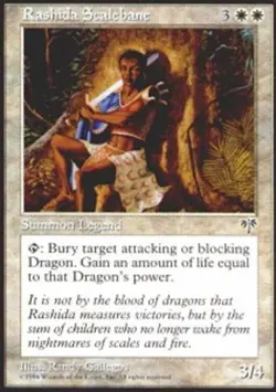 Moderate Play, English MTG Regular Rashida Scalebane Mirage Magic the Gathering - Image 1