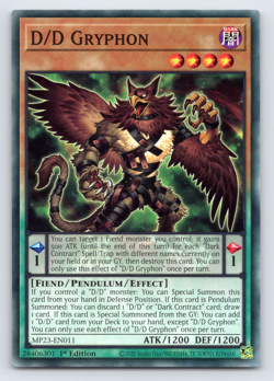 D/D Gryphon - MP23-EN011 - Common - 1st Edition Yugioh - Image 1