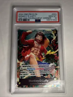 One Piece ST13-003 Luffy 2nd Anniversary Tournament Winner Promo PSA 10 - Image 1