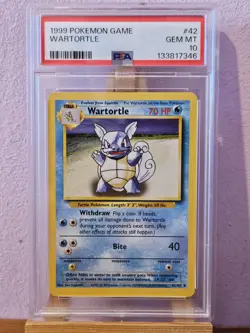 PSA 10 WARTORTLE - Pokemon Card Unlimited 1999 Base Set #42 Gem MT Mint WOTC - Image 1