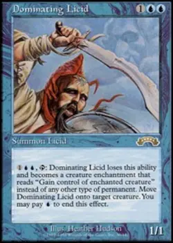 Light Play, English MTG Regular Dominating Licid Exodus Magic the Gathering - Image 1