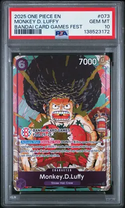 Monkey D. Luffy PSA10 2025 One Piece Promos Bandai Card Games Fest #073 - Image 1