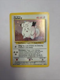 Clefairy 5/102 Holo Base Set Pokemon Card WOTC 1999 Vintage LP - Image 1