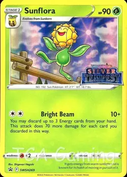 SUNFLORA SWSH269 Silver Tempest Stamp Black Star Promo Holo Pokemon Card LP - Image 1