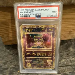 2000 Pokemon Ancient Mew PSA 9 MINT Pokemon Movie Game Promo Double Holo Card - Image 1