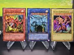 Yu-Gi-Oh Egyptian God Card Set Ultra Rare Slifer GBI-001 Obelisk 002 Ra 003 - Image 1