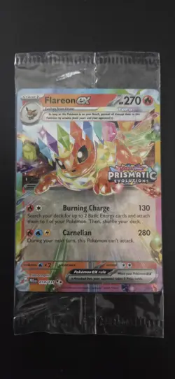 Flareon ex Prismatic Evolutions Stamped *SEALED* Pokemon TCG NM Surprise Box - Image 1