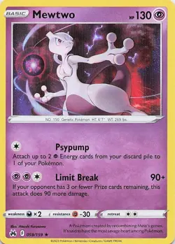 Mewtwo 059/159 Crown Zenith Holo Rare - Pokemon TCG - NM - Image 1