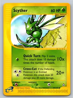 2002 Scyther 57/147 Uncommon Pokemon Card Aquapolis Regular LP - Image 1