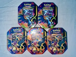 5x Mega Charizard Tins - Mega Charizard X & Y ex Tins (Lot Of 5) Pokemon SEALED - Image 1