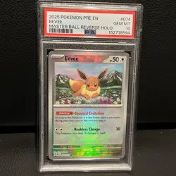 Pokemon TCG Eevee Master Ball Reverse Holo 74/131 PSA 10 - Image 1