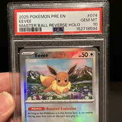 Pokemon TCG Eevee Master Ball Reverse Holo 74/131 PSA 10 - Image 3