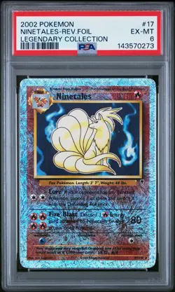 2002 POKEMON LEGENDARY COLLECTION #17 NINETALES-REVERSE FOIL PSA 6 - Image 1