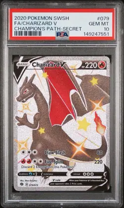 2020 Pokemon SWSH Champion's Path Secret #079 FA Charizard V PSA 10 GEM MINT - Image 1