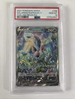2021 POKEMON SWORD & SHIELD CHILLING REIGN FULL ART/GALARIAN RAPIDASH V PSA 10 - Image 1