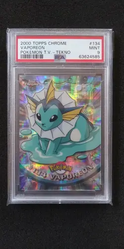 2000 TOPPS CHROME POKEMON #134 VAPOREON TEKNO PSA 9 MINT - Image 1