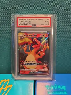2019 Pokemon Sun & Moon Hidden Fates Charizard GX 9/68 PSA 9 MINT - Image 1
