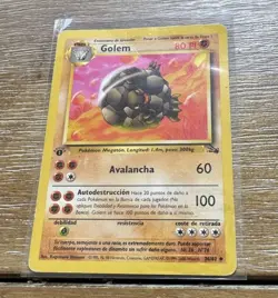 Golem 36/62 Fossil Regular 1st Edition Pokemon TCG Heavily Played Creased - Image 1