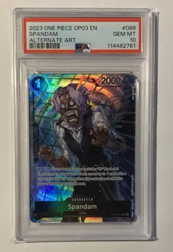 One Piece Spandam Alternate Art R OP03-086 Pillars of Strength PSA 10 GEM MT TCG - Image 1