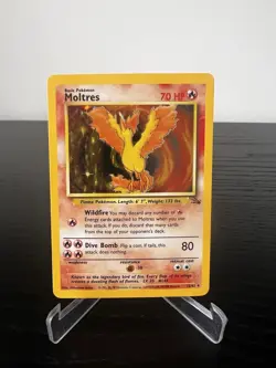 Moltres 12/62 Holo Rare Fossil Unlimited 1999 WOTC Pokemon Card MP/LP - Image 1