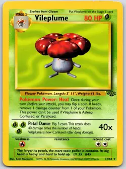 POKEMON JUNGLE VILEPLUME 31/64 RARE NON HOLO LP - Image 1
