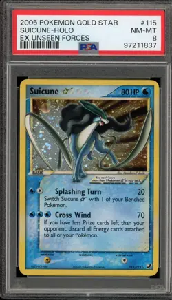 Pokemon Suicune Gold Star EX Unseen Forces Holo Ultra Rare #115 PSA 8 - Image 1