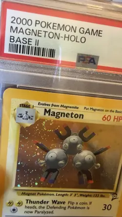 2000 Pokemon Base Set 2 9/130 Magneton Holo PSA NM-MT 8 - Swirl - Image 2