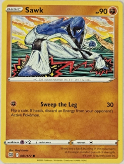 Sawk Brilliant Stars 081/172 Regular Common 2022 Pokemon TCG Near Mint - Image 1