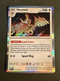 Pokemon TCG Noctowl 115/142 Stellar Crown SV7 Holo NM - Image 1