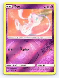 Pokemon Mew Rev Reverse Holo SM Hidden Fates 32/68 Sun & Moon LP - Image 3