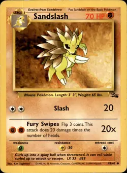Sandslash 41/62 Unlimited - Pokemon Fossil - MP - Image 1