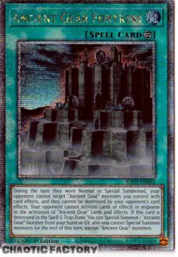 YUGIOH RA03-EN062 Ancient Gear Fortress Quarter Century Secret Rare 1st Edition - Image 1