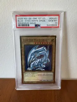 PSA 10 - 2020 Yugioh Blue Eyes White Dragon MAGO-EN001 Maximum Gold 1st Edition. - Image 1