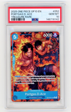 2025 ONE PIECE OP08-052 ROYAL BLOOD PORTGAS D ACE TREASURE RARE TR PSA 10 - Image 1